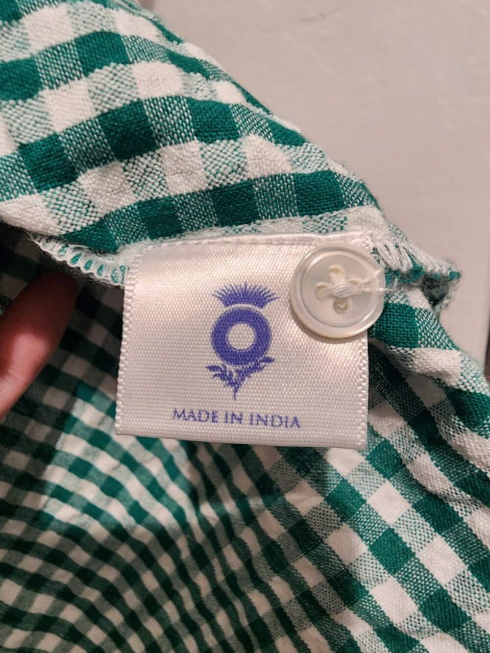 UK 10 / US 6 Brora Green Gingham Cotton Blouse Women's Cottagecore Preppy - Picture 9 of 10